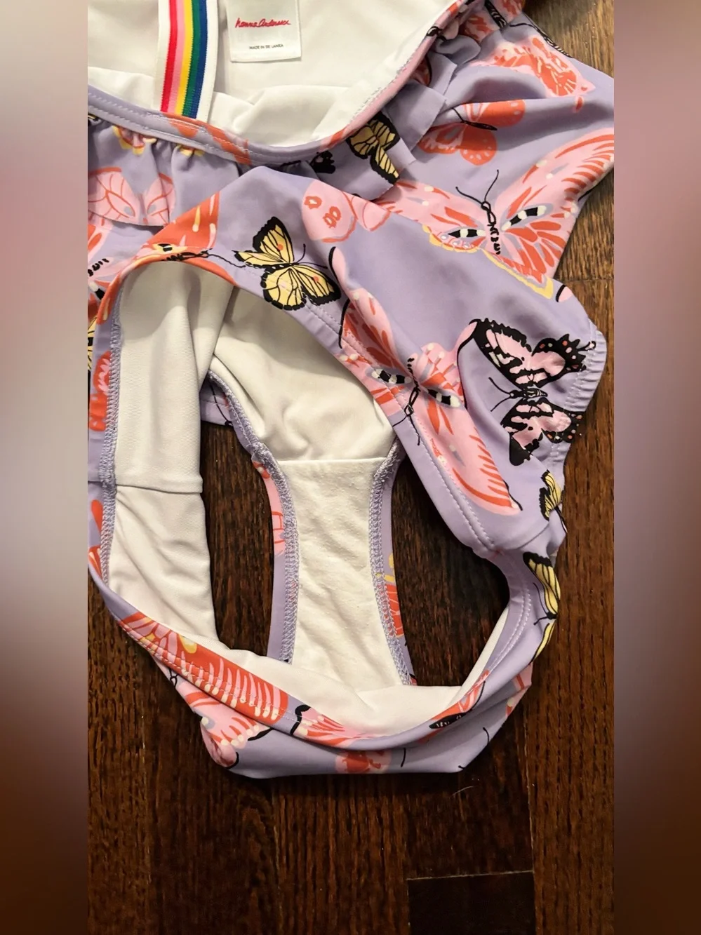 Hanna Andersson Lilac Butterfly Two-Piece Swim Set Size 140(10) - Picture 3 of 4